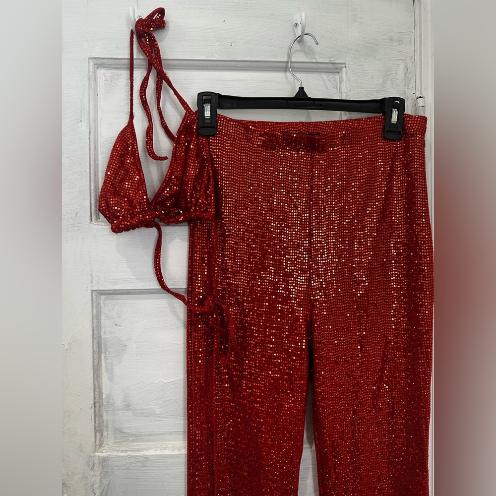 ❤️‍🔥 Red Sequin Pant Set ❤️‍🔥